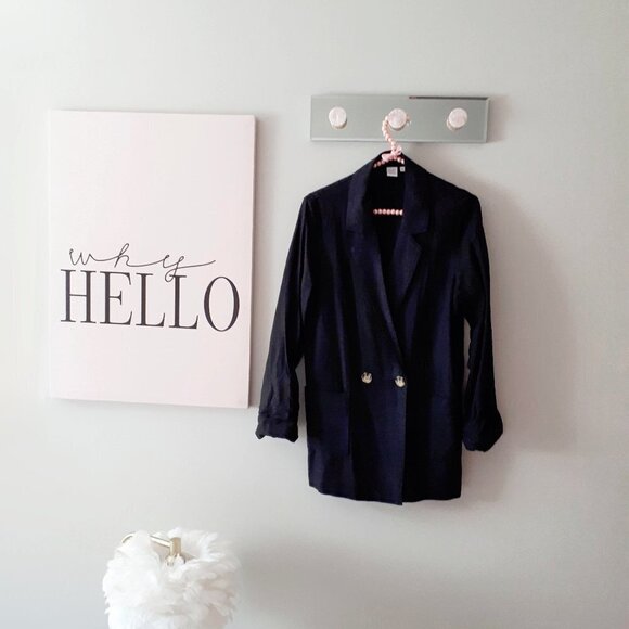 EUC Twik Simons black double breasted linen blend lightweight blazer, XS - Picture 4 of 13